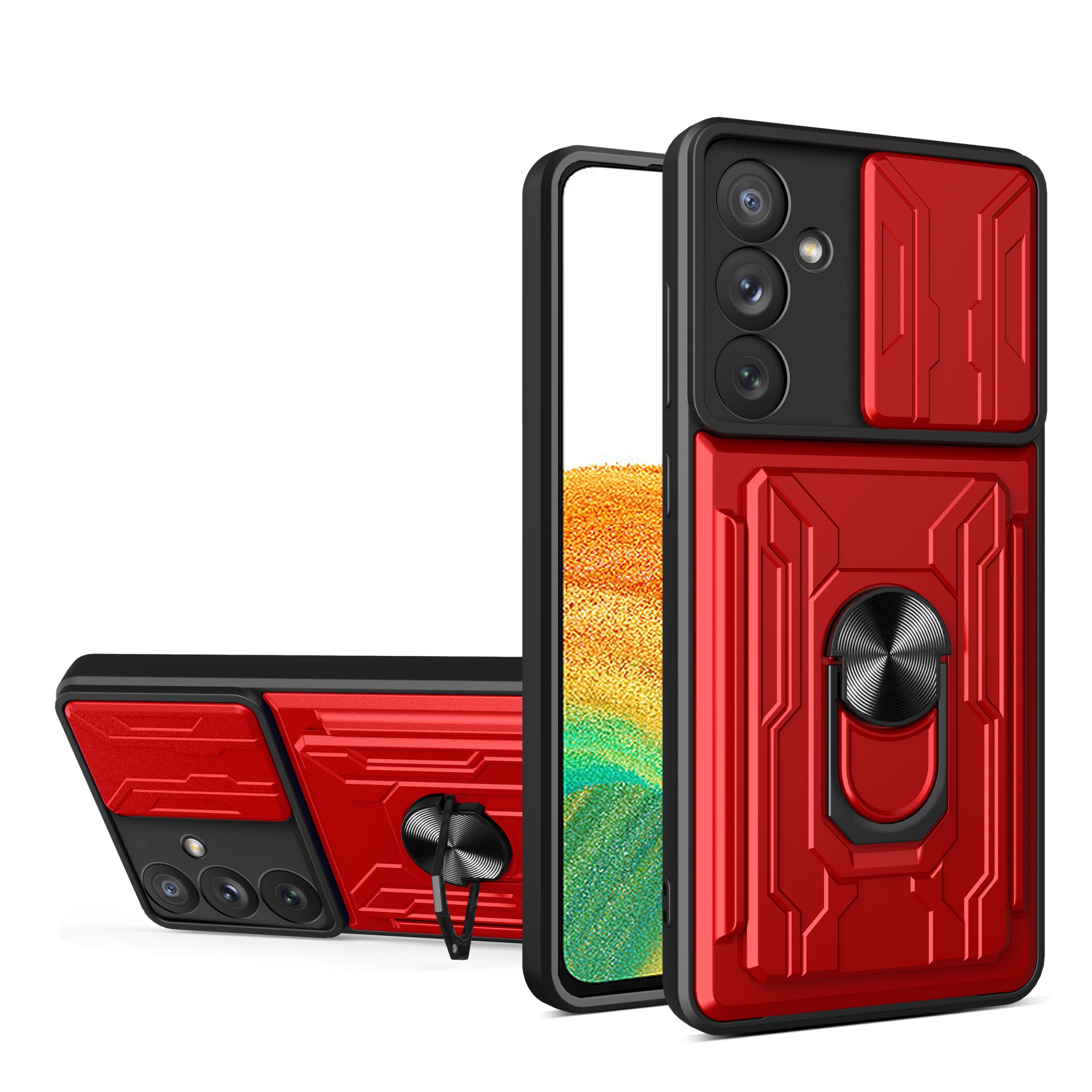 For Samsung Galaxy A34 5G Card Holder Design Ring Kickstand Phone Case Slide Camera Protection PC TPU Shockproof Cover For Samsung Galaxy A34 5G Card Holder Design Ring Kickstand Phone Case Slide Camera Protection PC TPU Shockproof Cover